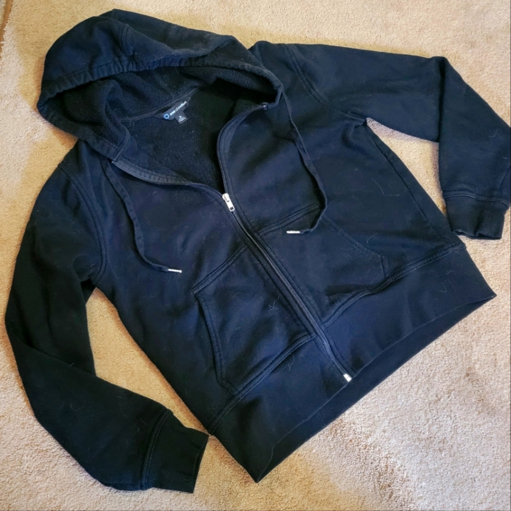 Black Zip-Up Hoodie Juniors Sz Med
